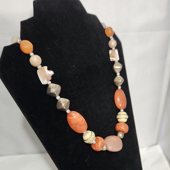 Earthy Mixed Bead Statement Necklace - Picture 1 of 5